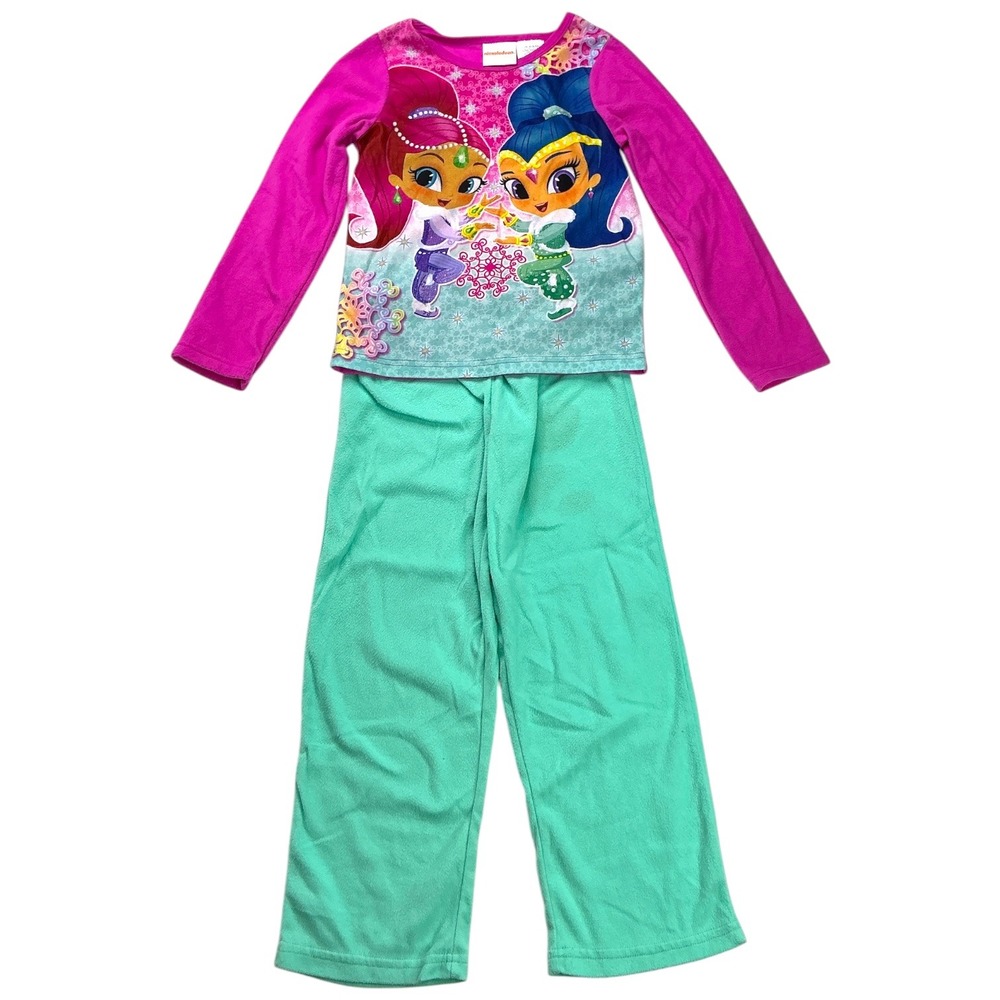 Nickelodeon Pink Shimmer and Shine Pajama Set Kids 6/6X Fleece Sleepwear